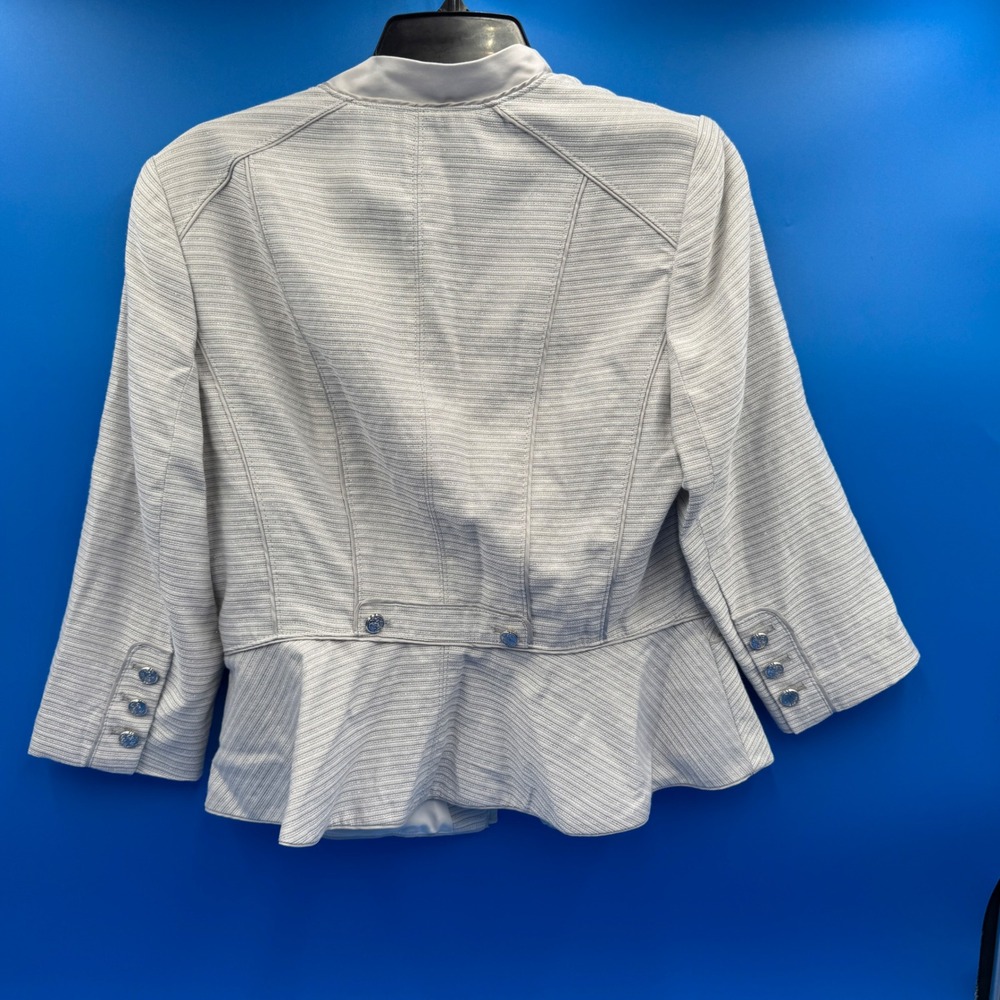 White House Black Market Grey Metallic Textured Peplum Blazer Jacket Size 8 - Picture 3 of 6